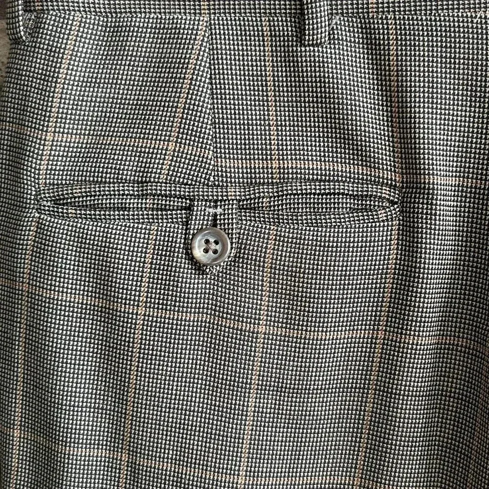 Polo Ralph Lauren Men’s Brown Plaid Mohair Wool Blend Slacks Size 34 Waist